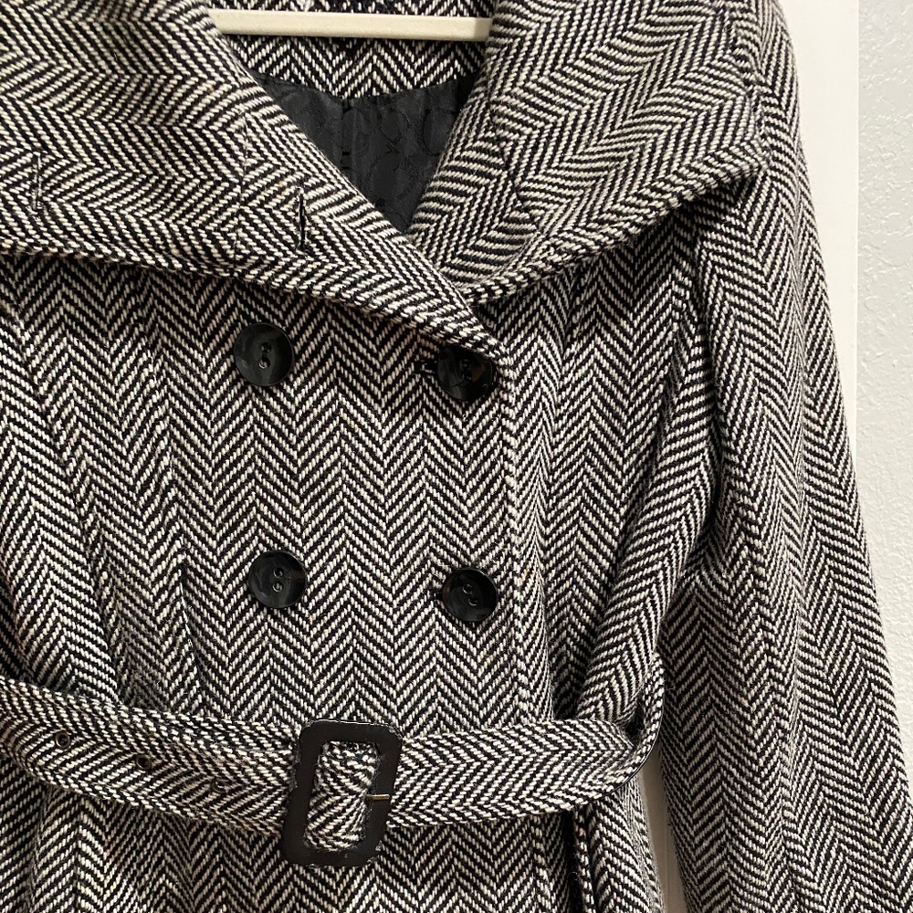 Guess Herringbone Wool Double Breasted Pea Coat / Sz Medium